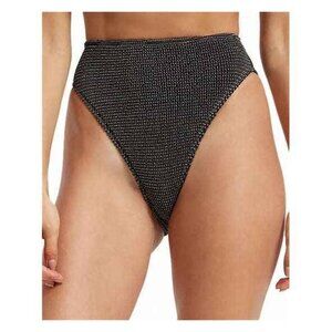 Good American Swim Womens L/XL Black & Gold Always Fits Bikini Bottoms NWT